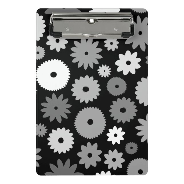 Minicarpeta De Pinza Flores monocromas gran patrón (Anverso)