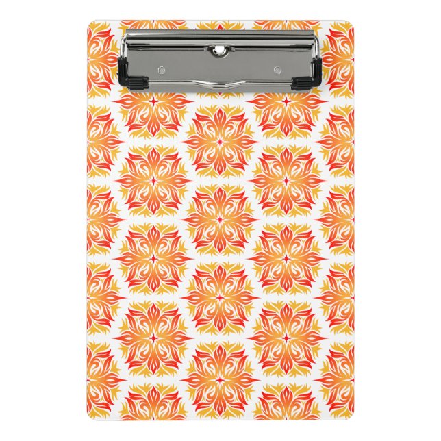 Minicarpeta De Pinza Flores Naranjas, Patrón De Flores, Patrón Floral (Anverso)