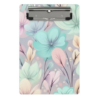Minicarpeta De Pinza Flores y hojas pasteles sobre fondo morado