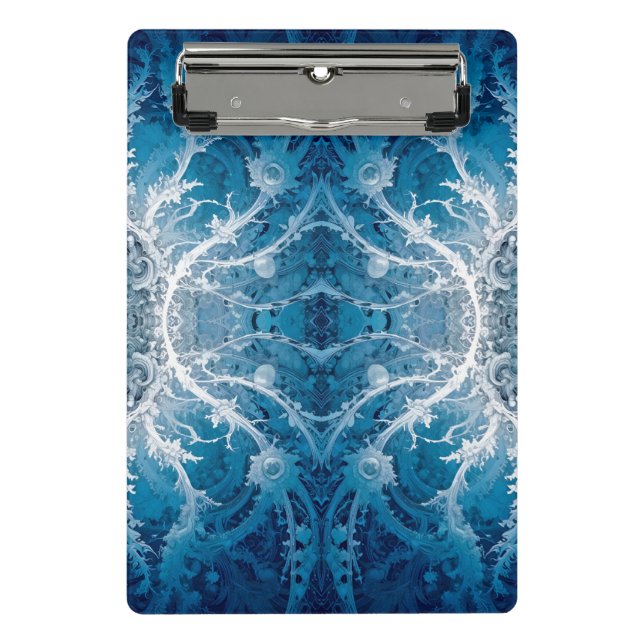 Minicarpeta De Pinza Flujo cósmico sagrado - Simetría plateada azul (Anverso)