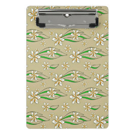 Minicarpeta De Pinza Fondo beige de color blanco floral monograma