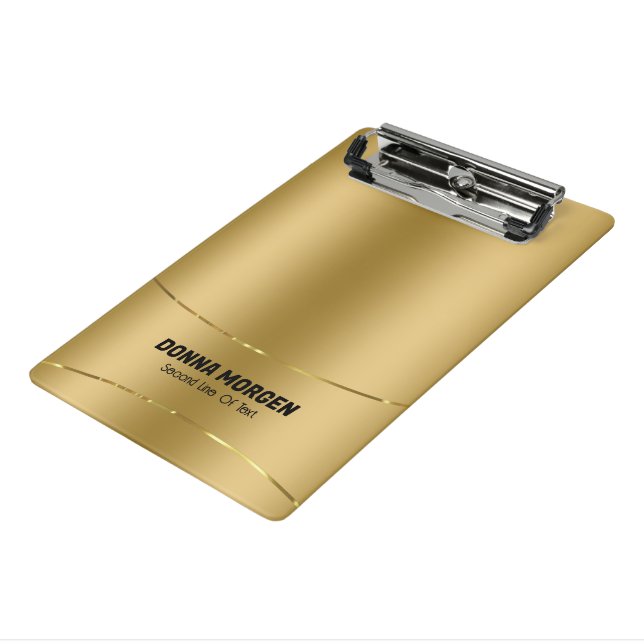 Minicarpeta De Pinza Fondo metálico de oro y marco de banda (Angulado 3)
