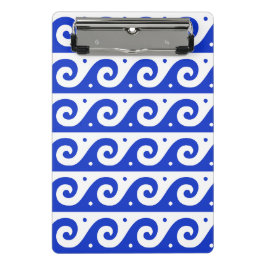Minicarpeta De Pinza Fret griego, patrón de onda mediterránea, azul