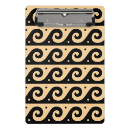 Minicarpeta De Pinza Fret griego, patrón de onda mediterránea, marrón