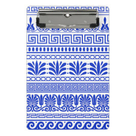 Minicarpeta De Pinza Fret griego, patrón mediterráneo, azul