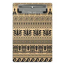 Minicarpeta De Pinza Fret griego, patrón mediterráneo, marrón