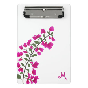 Minicarpeta De Pinza Fuchsia Bougainvillea Rosa Monograma Mini Portapap