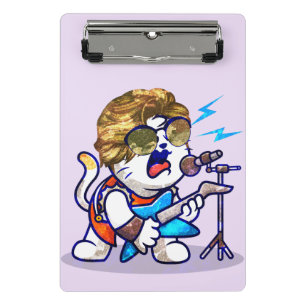 Minicarpeta De Pinza Funky Rockstar Cat - Guay Music Lover Kitty