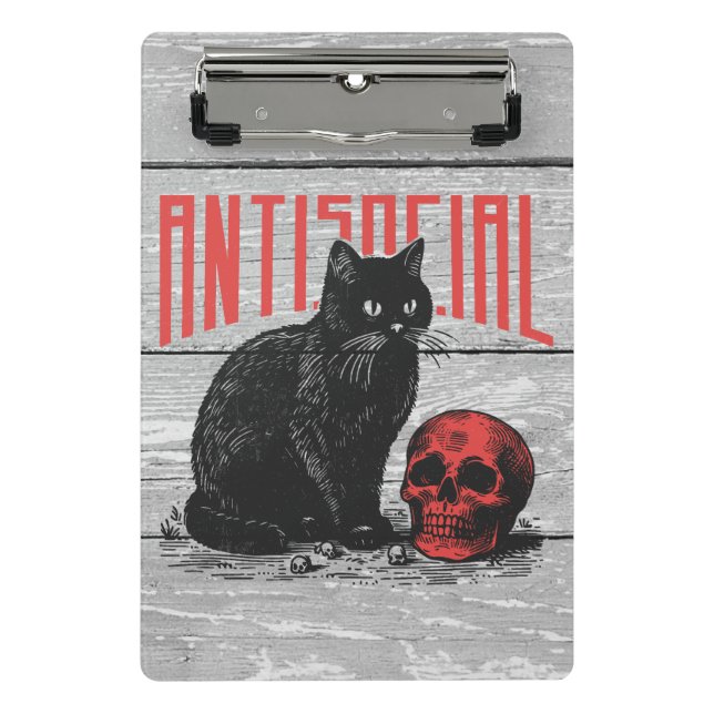 Minicarpeta De Pinza Gato antisocial y cráneo (Anverso)