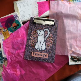 Minicarpeta De Pinza Gato blanco Mauve Daisies