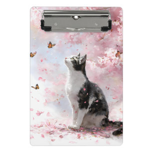 Minicarpeta De Pinza Gato de flor de cerezo y mariposas (1)