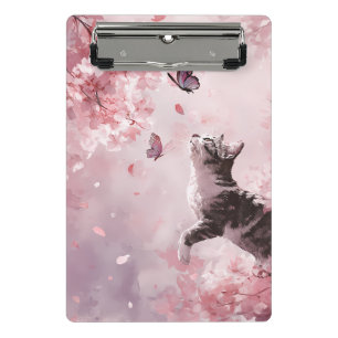Minicarpeta De Pinza Gato de flor de cerezo y mariposas (7)