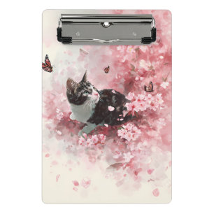 Minicarpeta De Pinza Gato de flor de cerezo y mariposas (8)