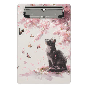 Minicarpeta De Pinza Gato de flor de cerezo y mariposas (9)