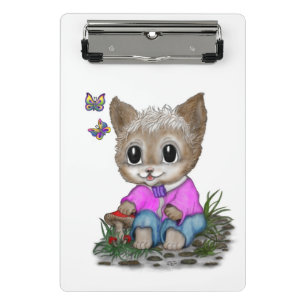 Minicarpeta De Pinza Gato Kitty y mariposa