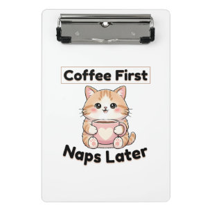 Minicarpeta De Pinza Gato lindo café primero siestas después Kawaii C