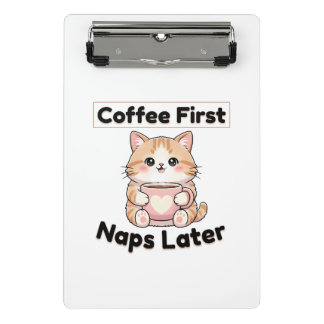 Minicarpeta De Pinza Gato lindo café primero siestas después | Kawaii C