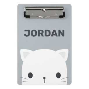 Minicarpeta De Pinza Gato Pequeño y Adorable con Nombre Personalizado