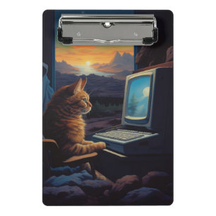 Minicarpeta De Pinza Gato Retro Gamer   Juego de arte de píxeles de 8 b