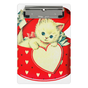 Minicarpeta De Pinza Gato retro Kitty Corazón de Corazón