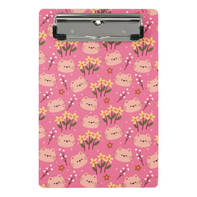 Minicarpeta De Pinza Gato y flores cortas (Anverso)