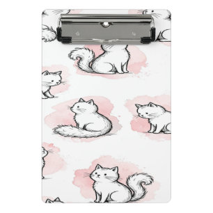 Minicarpeta De Pinza Gatos Blancos Lindos Patrón Acuarela Rosa Gato Kaw