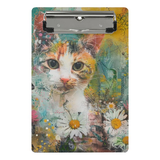Minicarpeta De Pinza Gatos de acuarela Boho - Arte felino de tierra (3) (Anverso)