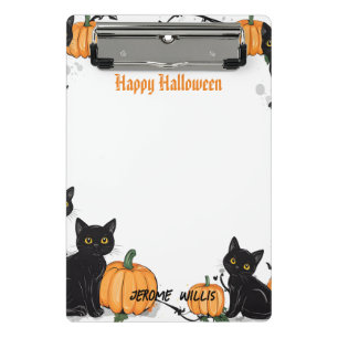Minicarpeta De Pinza Gatos negros y calabaza Feliz Halloween