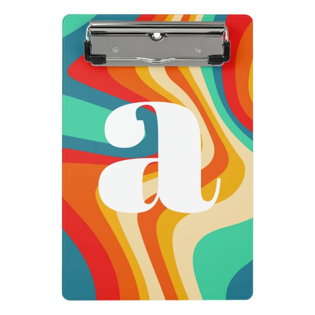 Minicarpeta De Pinza Geometric Mid Century Retro Waves Rainbow Trendy (Anverso)