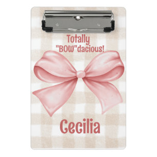 Minicarpeta De Pinza gingham "Bowdacious" con arco acuático clásico