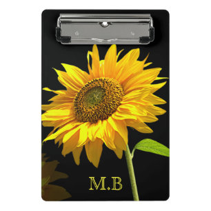 Minicarpeta De Pinza Girasol brillante sobre fondo negro