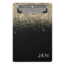 Glitter Monograma Iniciales Femeninas Dorado Negro