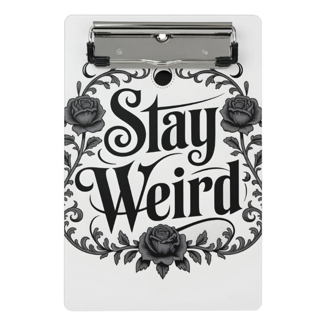 Minicarpeta De Pinza Gothic Typography Graphic "Stay Weird"  (Anverso)