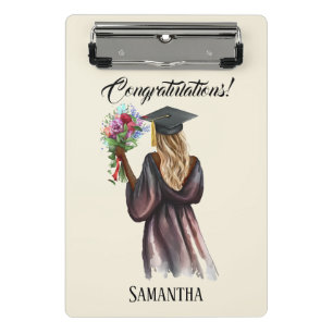 Minicarpeta De Pinza Graduación personalizada de acuarela (14)