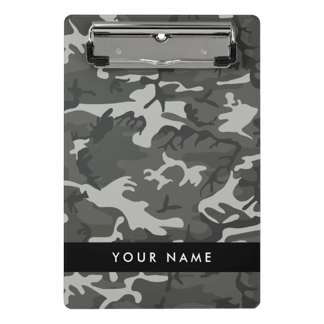 Minicarpeta De Pinza Gray Camouflage Pattern, Your name, Personalize (Anverso)