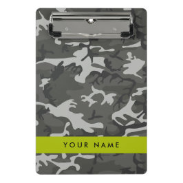 Minicarpeta De Pinza Gray Camouflage Pattern, Your name, Personalize