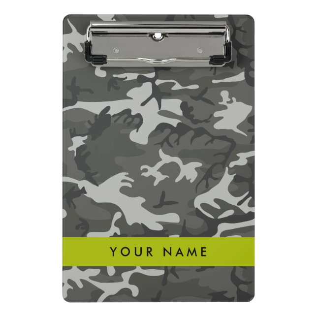 Minicarpeta De Pinza Gray Camouflage Pattern, Your name, Personalize (Anverso)