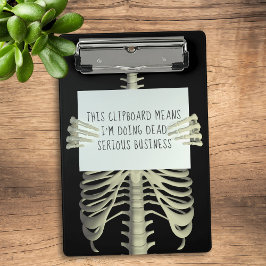 Minicarpeta De Pinza Halloween Skeleton Bone Serious Business Clipboard