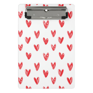 Minicarpeta De Pinza Hand Drawn Red Hearts Pattern – Minimal Valentine