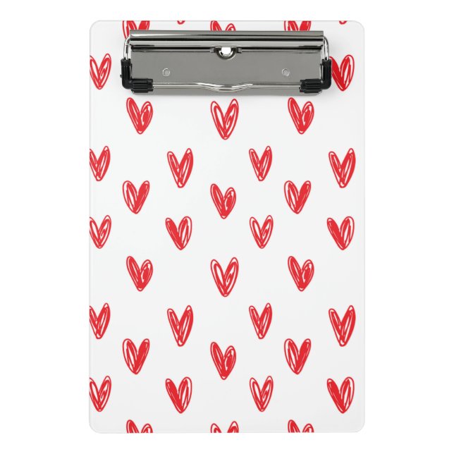 Minicarpeta De Pinza Hand Drawn Red Hearts Pattern – Minimal Valentine (Anverso)