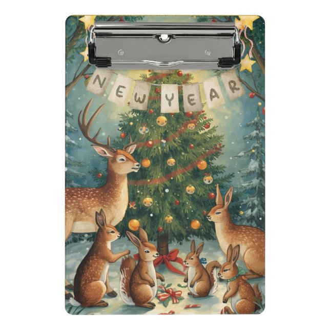 Minicarpeta De Pinza Happy New Year Woodland Animal (Anverso)