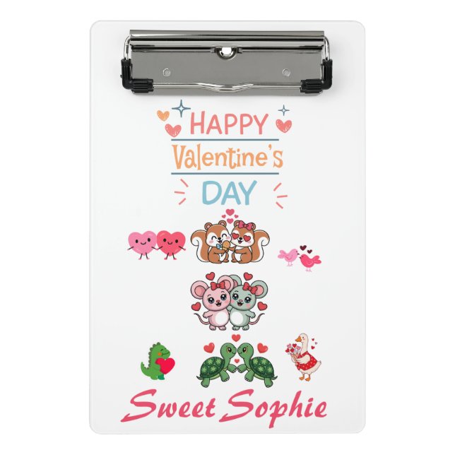 Minicarpeta De Pinza Happy Valentine’s Day Cute Animal Couples (Anverso)
