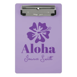 Minicarpeta De Pinza Hermosa flor hawaiana personalizada de lavanda púr