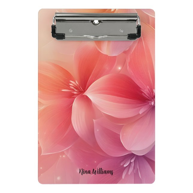 Minicarpeta De Pinza Hermosa flor rosa romántica (Anverso)