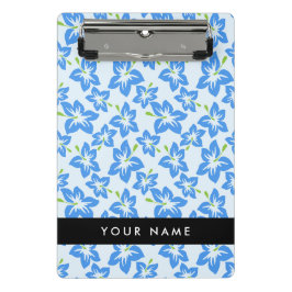 Minicarpeta De Pinza Hibisco Azul, Flores Azules, Tu Nombre
