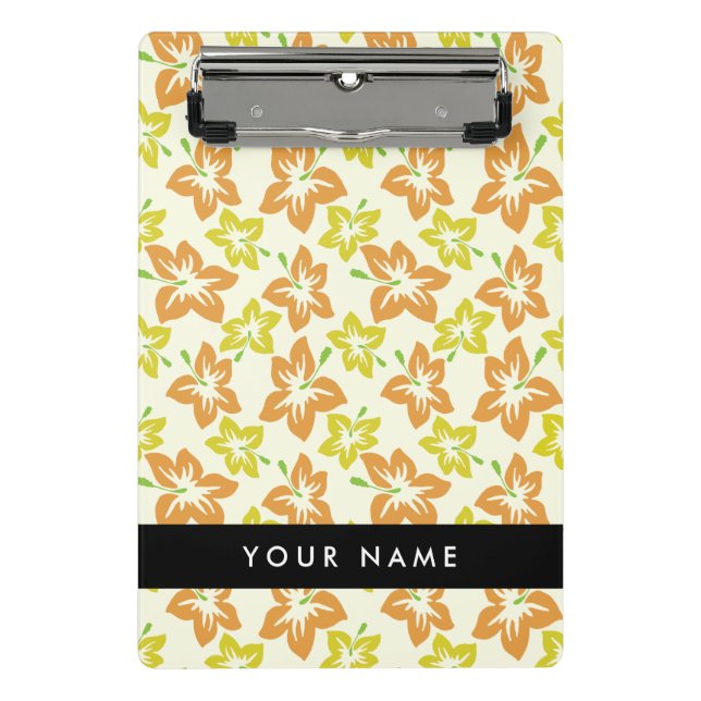 Minicarpeta De Pinza Hibiscus amarillo, Naranja Hibiscus, su nombre (Anverso)