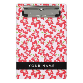 Minicarpeta De Pinza Hibiscus Rojo, Flores Rojas, tu nombre