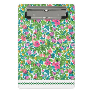 Minicarpeta De Pinza hojas de color rosa de color floral verde bonito