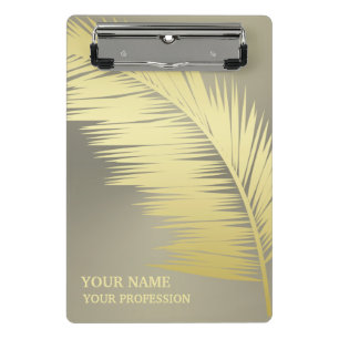 Minicarpeta De Pinza Hojas tropicales doradas Monograma