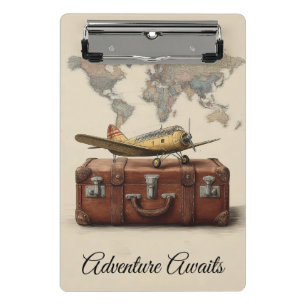 Minicarpeta De Pinza Ilustracion de Viajes Vintage con un avión